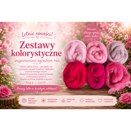 Wełna czesankowa STANDARD ZESTAW RÓŻANY OGRÓD (6x25 g)